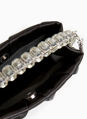 Crystal Handle Satin Clutch