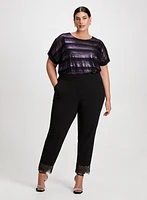 Striped Metallic Top & Lace Trim Pants