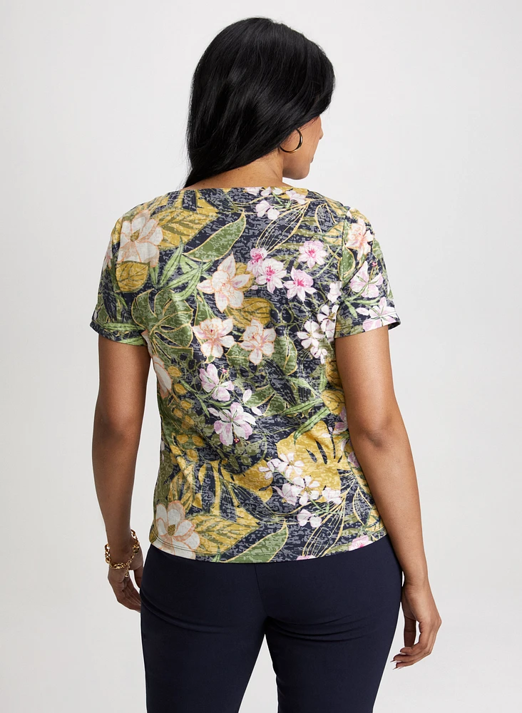 Openwork Floral Top