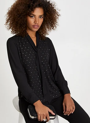 Blouse à détails de strass avec lien nouer