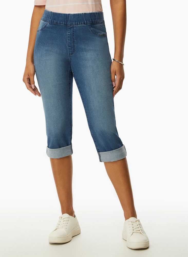 Capri en denim avec ourlets à revers