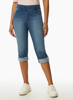 Capri en denim avec ourlets à revers