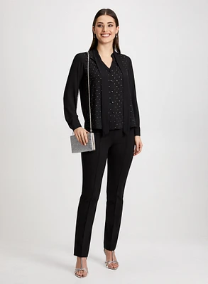 Blouse à strass et pantalon coupe Classique