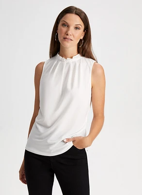 Pleated Mock Neck Top