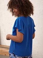 Blouse à manches courtes volantées