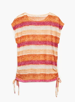 Tie Dye Stripe Drawstring Tee