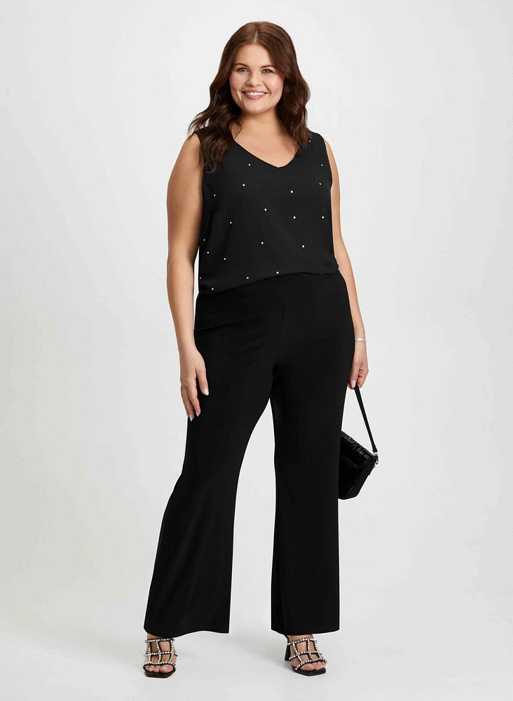 Rhinestone Embellished Top & Bootcut Pants