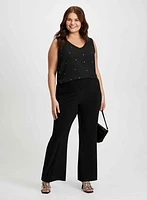 Rhinestone Embellished Top & Bootcut Pants