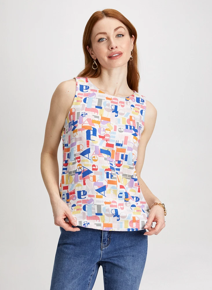 Sleeveless Letter Print Blouse