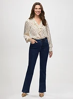 Satin Polka Dot Top & Bootcut Jeans