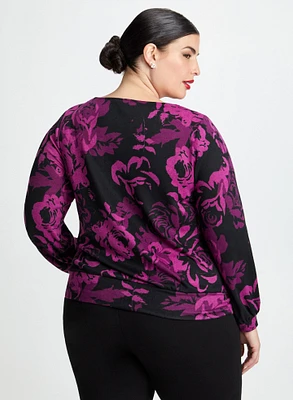 Rose Motif Keyhole Detail Blouse