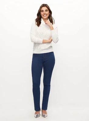 Argyle Knit Sweater & Pull-On Straight Leg Jeans