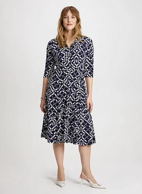 Robe midi à motif géométrique