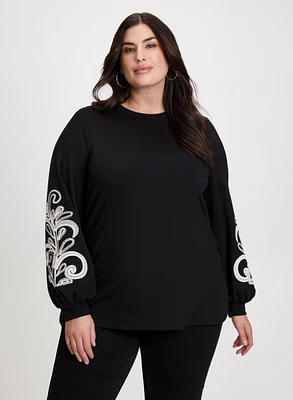 Paisley Print Puffed Sleeve Top