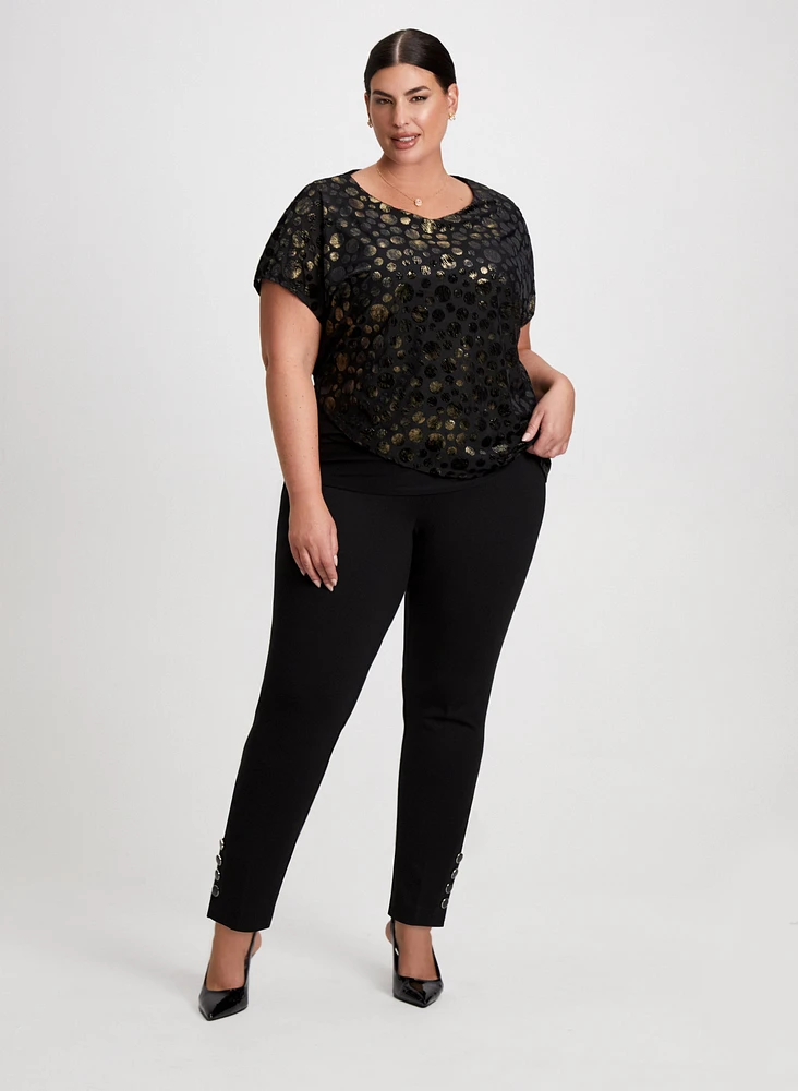 Metallic Motif Top & Straight Leg Pants