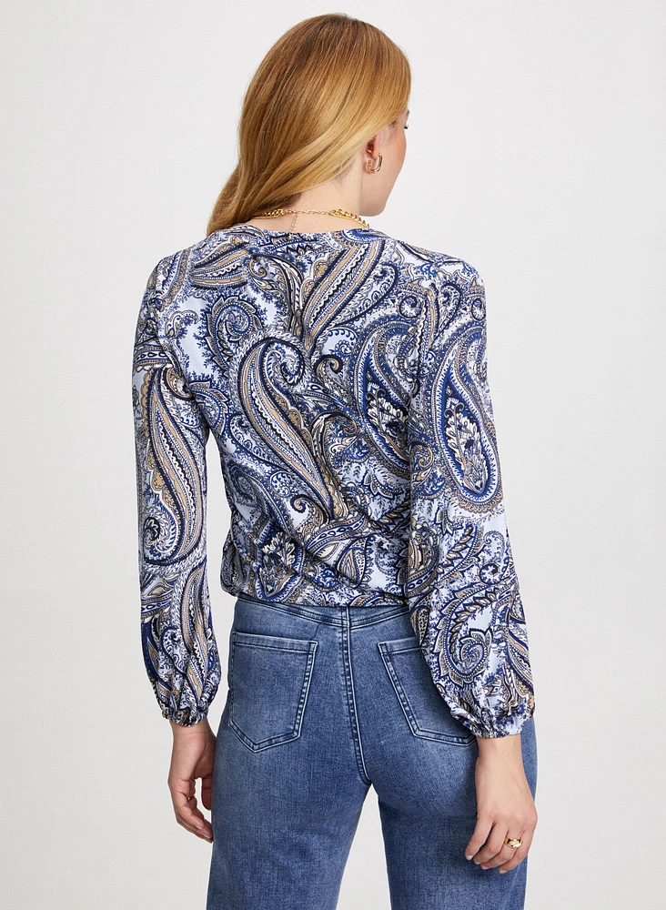 Haut col fendu avec motif cachemire