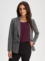 Button Detail Herringbone Blazer