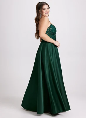 Sequin Detail Satin Gown