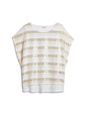 Metallic Stripe Crochet Top