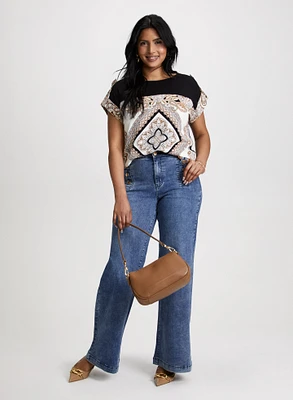 Drop-Shoulder Printed T-Shirt & Wide Leg Pants