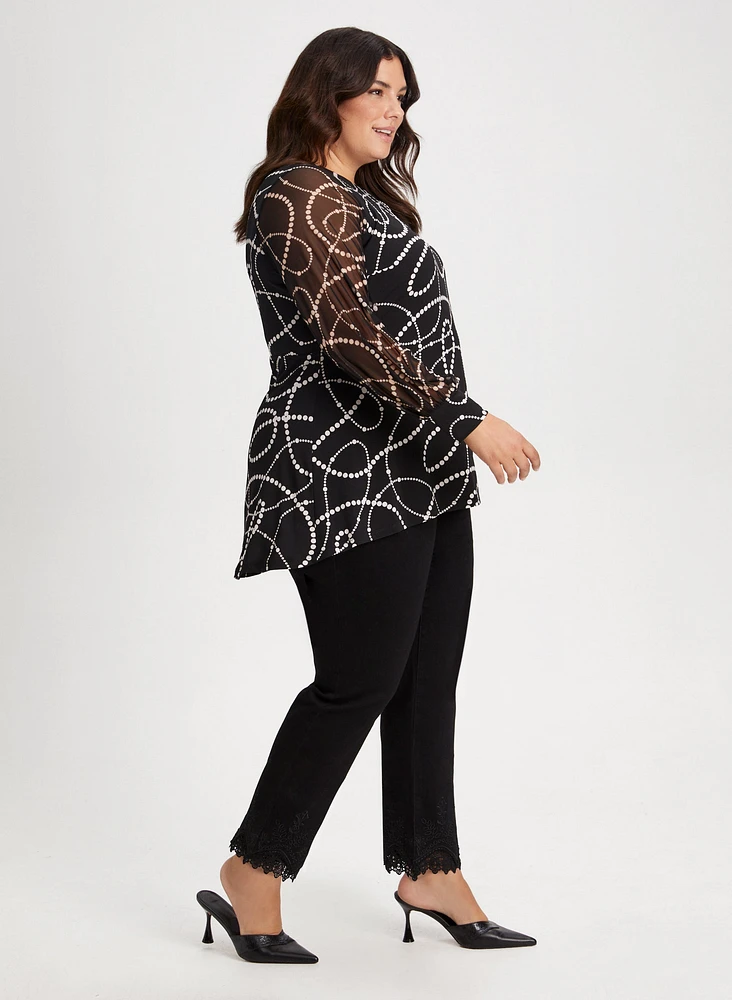 Puff Sleeve Dot Print Tunic