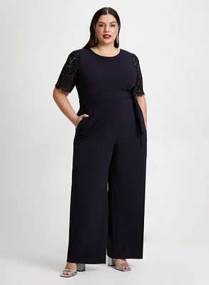 Wide Leg Jumpsuit & Crystal Earrings