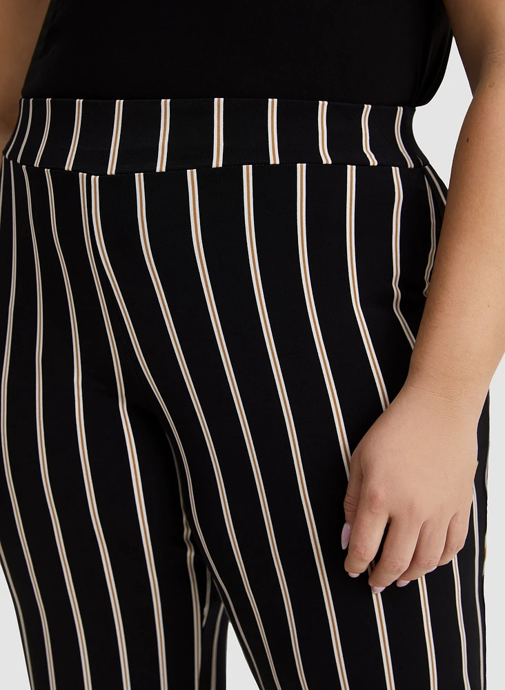 Stripe Print Wide Leg Capris