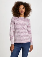 Pull rayé et pelucheux à manches longues