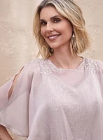 Sequined Lace Removable Poncho Dress