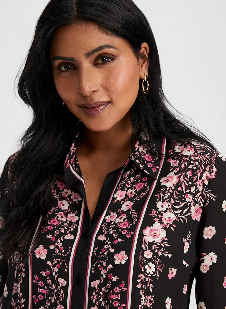 Floral Border Print Blouse