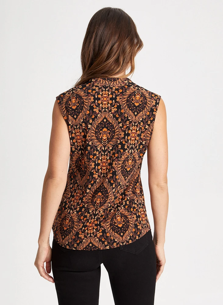 Medallion Motif Sleeveless Top