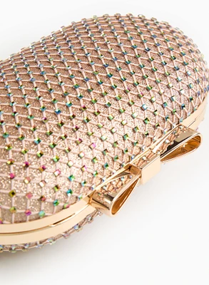 Beaded Mesh Oval Clutch