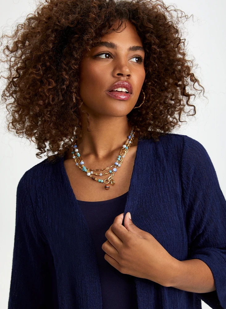 3/4 Sleeve Knit Cover-Up