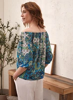 Off-the-Shoulder Paisley Print Top