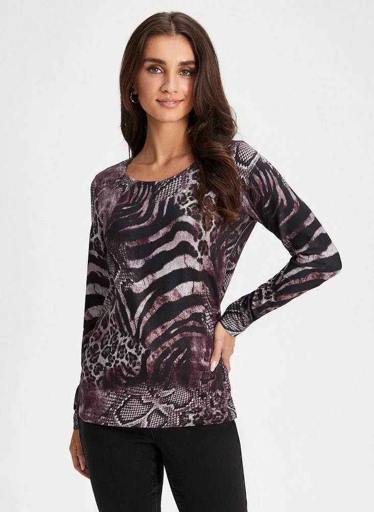 Mixed Animal Print Sweater