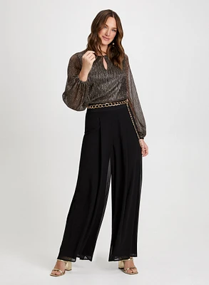 Metallic Crinkle Top & Chiffon Pants