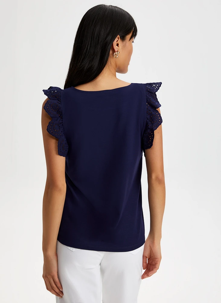 Eyelet Cap Sleeve Tee