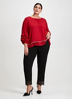 Tiered Sleeve Blouse & Lace Trim Pants