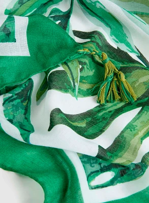 Rectangular Palm Leaf Print Scarf