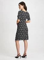 Leaf Print Asymmetric Neck Dress