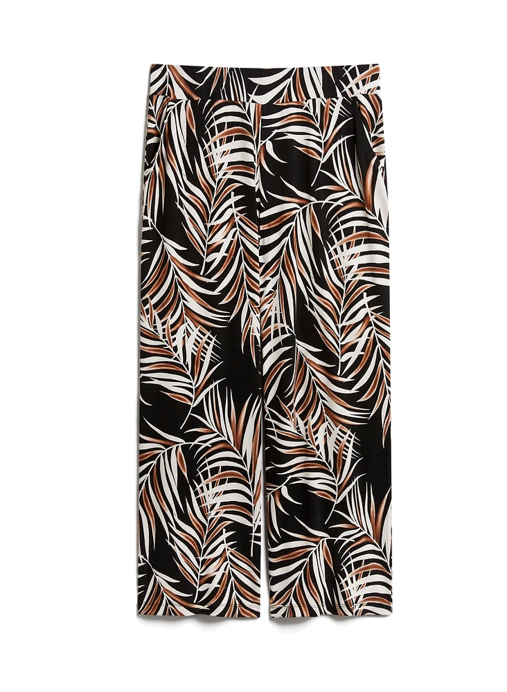 Leaf Print Wide Leg Pants