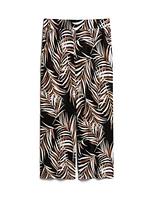 Leaf Print Wide Leg Pants