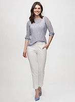 Open-Knit Sweater & Slim Leg Ankle Pants