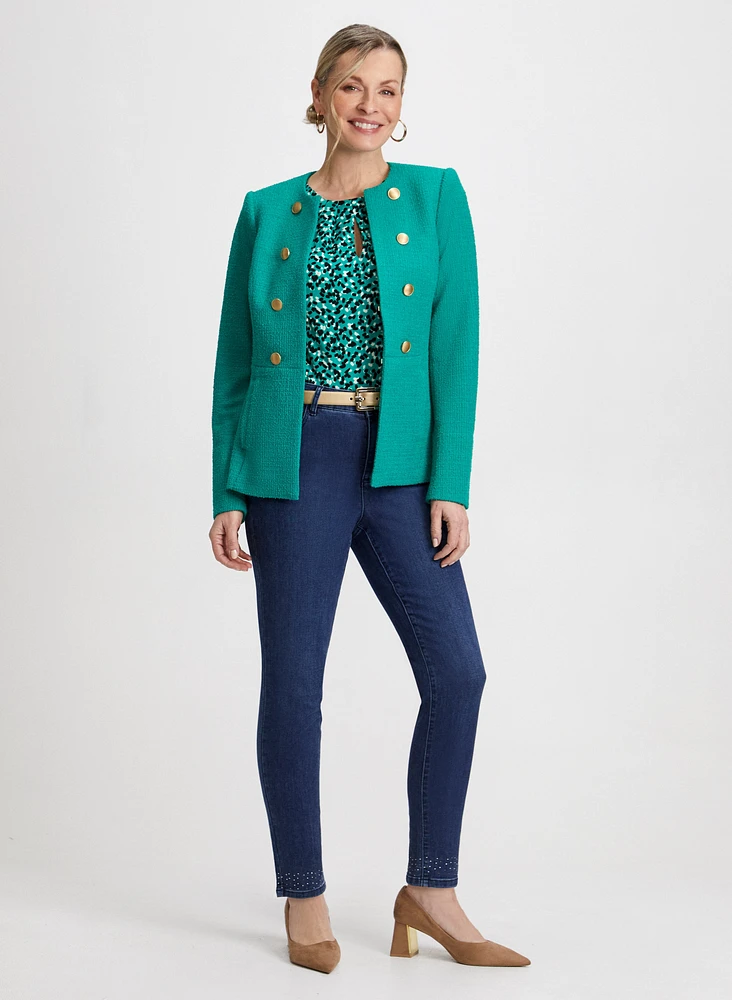 Bouclé Jacket & Bow Detail Jeans