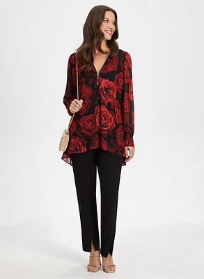 Blouse à motif floral et pantalon jambe étroite