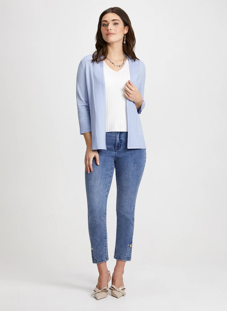 Cardigan court et jean droit