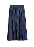 Jupe paysanne en tencel imitation denim