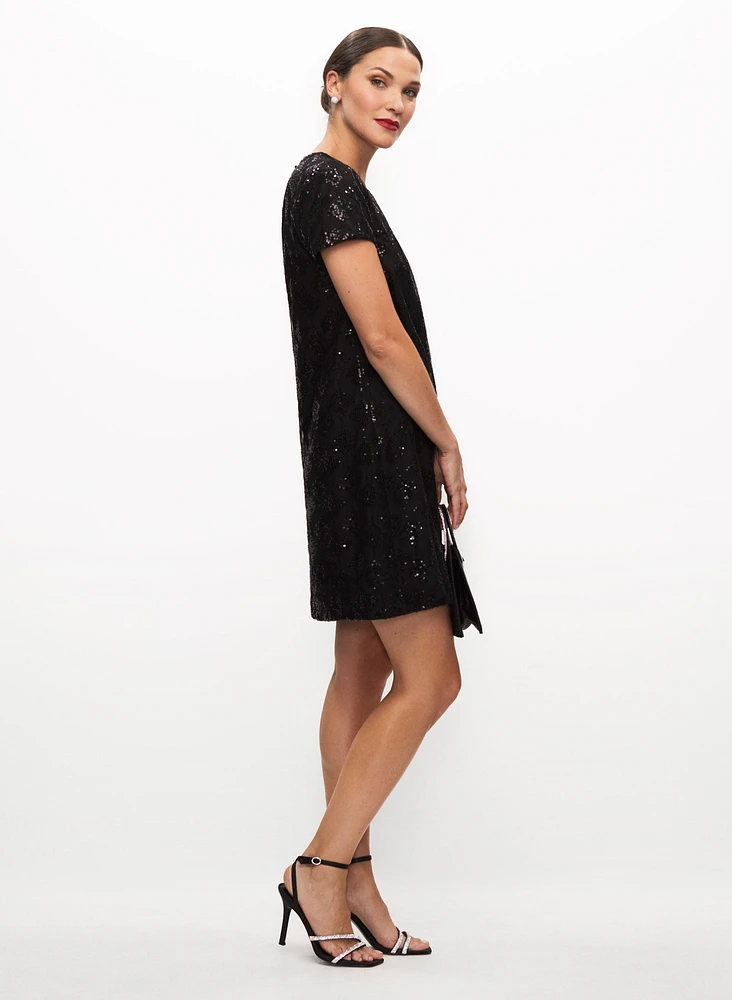 Sequin Dress & Stud Earrings