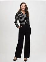 Stripe Print Shirt & Wide Leg Pants