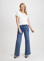 Short Sleeve Tee & Wide Leg Jeans